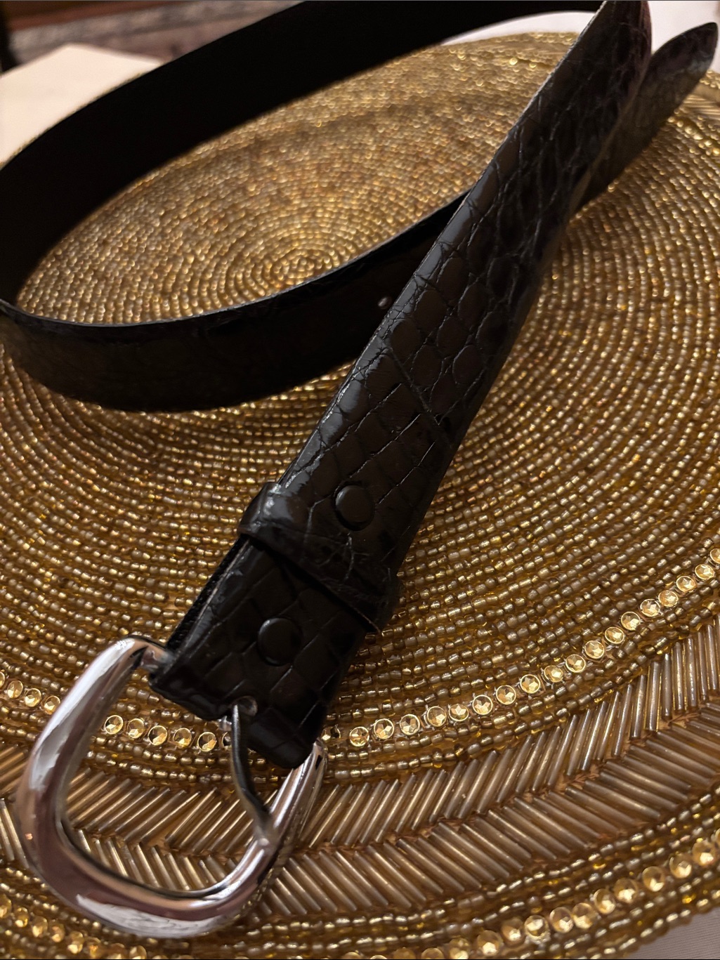 Style Rite Black Alligator Skin Belt